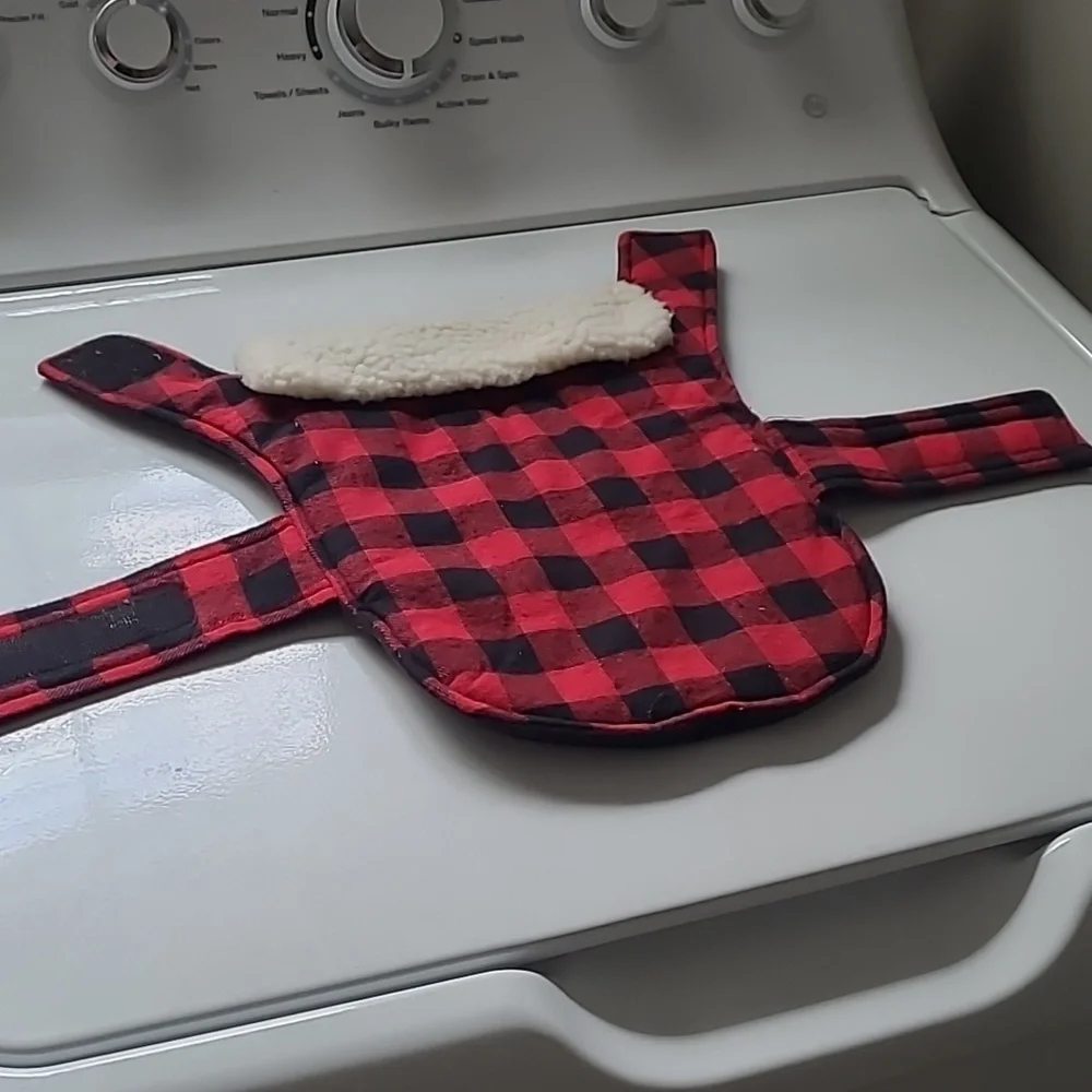 Wag&Bone Dog Jacket Buffalo Check Red Black Shearling Size Small